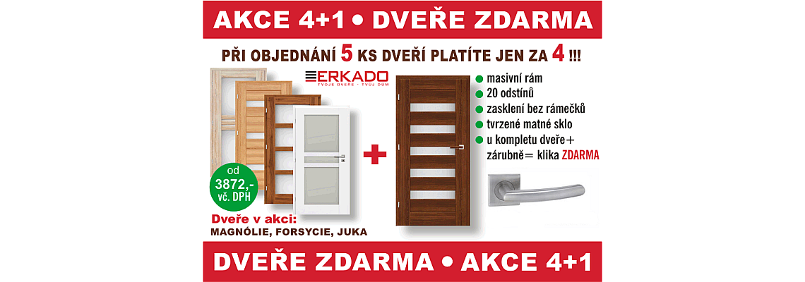 Akce na vnitřní dveře 4+1 Zdarma! - UKONČENA