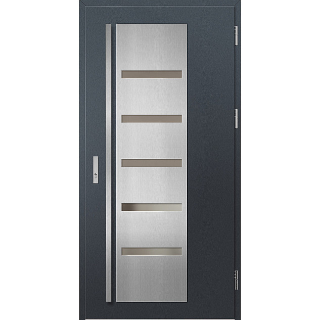 Ocelové vchodové dveře - AMBERG 1 - Antracit Struktura, Label Inox Ocelové vchodové dveře ERKADO - AMBERG 1 - Antracit Struktura, Label Inox