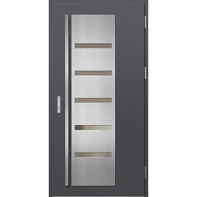 Ocelové vchodové dveře - AMBERG 1 - Hladký Antracit, Label Inox Ocelové vchodové dveře ERKADO - AMBERG 1 - Hladký Antracit, Label Inox