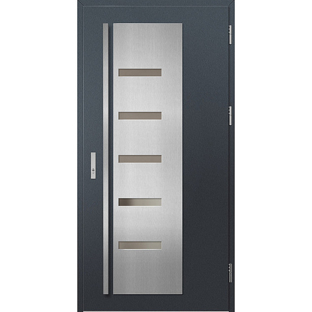 Ocelové vchodové dveře - AMBERG 2 - Antracit Struktura, Label Inox Ocelové vchodové dveře ERKADO - AMBERG 2 - Antracit Struktura, Label Inox