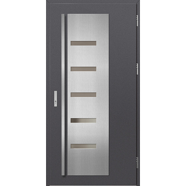 Ocelové vchodové dveře - AMBERG 2 - Hladký Antracit, Label Inox Ocelové vchodové dveře ERKADO - AMBERG 2 - Hladký Antracit, Label Inox