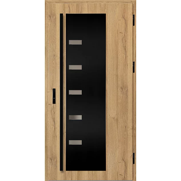 Ocelové vchodové dveře ERKADO - AMBERG 3 - Dub Natur, Label Black