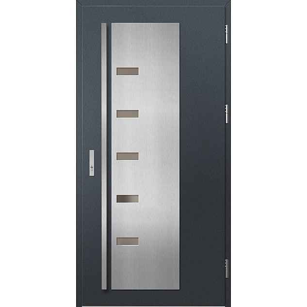 Ocelové vchodové dveře - AMBERG 3 - Antracit Struktura, Label Inox Ocelové vchodové dveře ERKADO - AMBERG 3 - Antracit Struktura, Label Inox