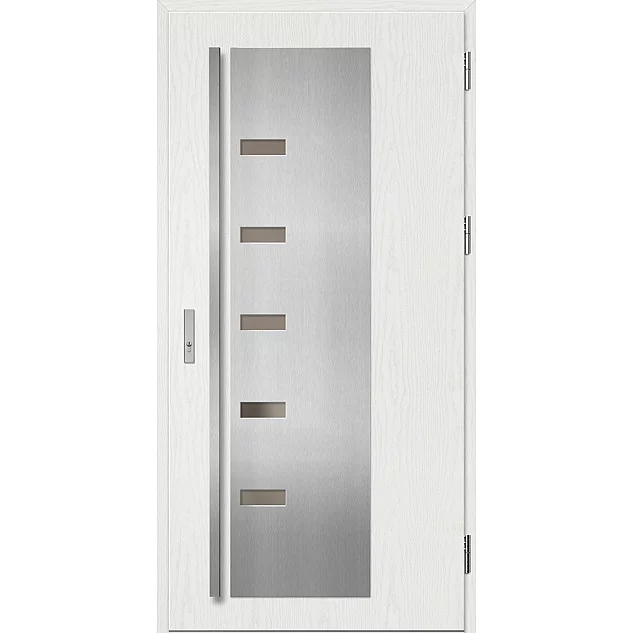 Ocelové vchodové dveře ERKADO - AMBERG 3 - Borovice Bílá, Label Inox