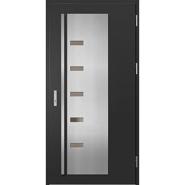 Ocelové vchodové dveře ERKADO - AMBERG 3 - Černá, Label Inox