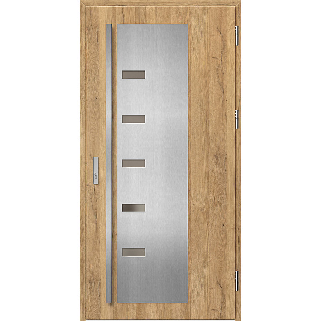 Ocelové vchodové dveře - AMBERG 3 - Dub Natur, Label Inox Ocelové vchodové dveře ERKADO - AMBERG 3 - Dub Natur, Label Inox