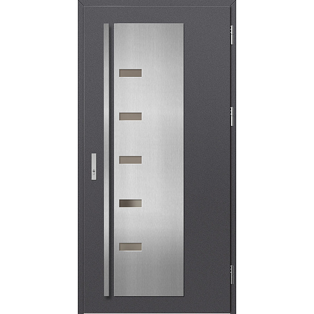 Ocelové vchodové dveře - AMBERG 3 - Hladký Antracit, Label Inox Ocelové vchodové dveře ERKADO - AMBERG 3 - Hladký Antracit, Label Inox
