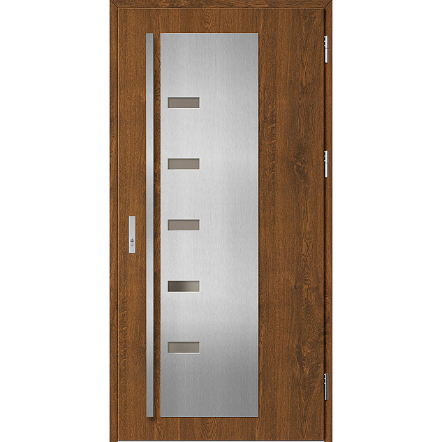 Ocelové vchodové dveře - AMBERG 3 - Ořech, Label Inox Ocelové vchodové dveře ERKADO - AMBERG 3 - Ořech, Label Inox