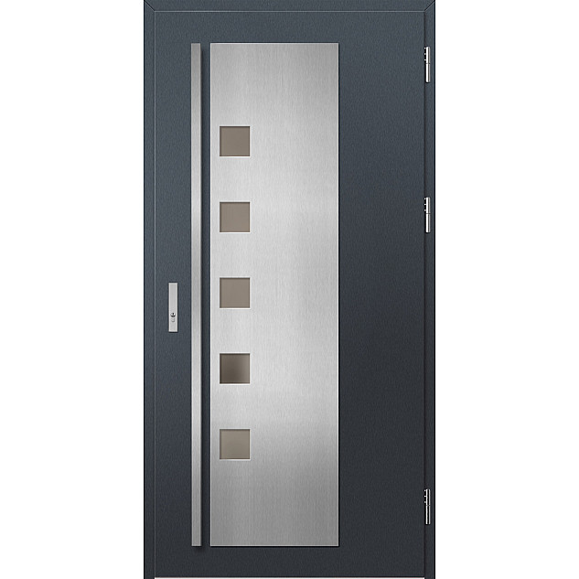Ocelové vchodové dveře - AMBERG 4 - Antracit Struktura, Label Inox Ocelové vchodové dveře ERKADO - AMBERG 4 - Antracit Struktura, Label Inox