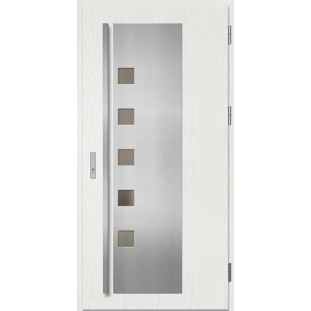 Ocelové vchodové dveře - AMBERG 4 - Borovice Bílá, Label Inox Ocelové vchodové dveře ERKADO - AMBERG 4 - Borovice Bílá, Label Inox