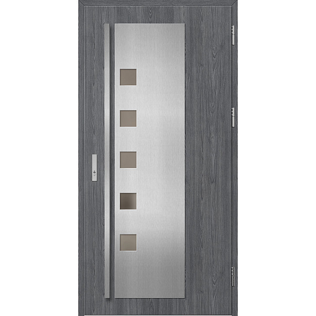 Ocelové vchodové dveře - AMBERG 4 - Dub Antracit, Label Inox Ocelové vchodové dveře ERKADO - AMBERG 4 - Dub Antracit, Label Inox