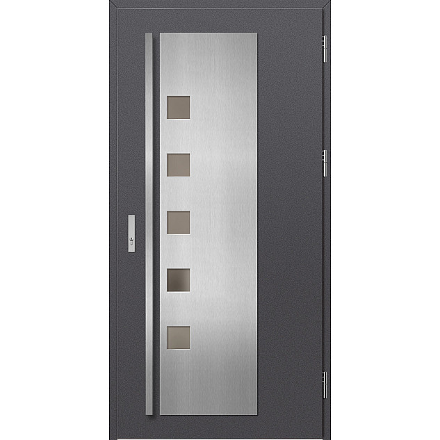 Ocelové vchodové dveře - AMBERG 4 - Hladký Antracit, Label Inox Ocelové vchodové dveře ERKADO - AMBERG 4 - Hladký Antracit, Label Inox