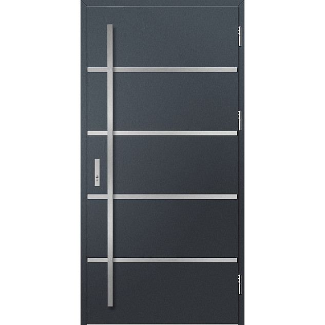 Ocelové vchodové dveře - BIENE 1 - Antracit Struktura, Label Inox Ocelové vchodové dveře ERKADO - BIENE 1 - Antracit Struktura, Label Inox