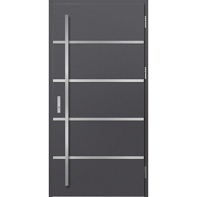 Ocelové vchodové dveře - BIENE 1 - Hladký Antracit, Label Inox Ocelové vchodové dveře ERKADO - BIENE 1 - Hladký Antracit, Label Inox