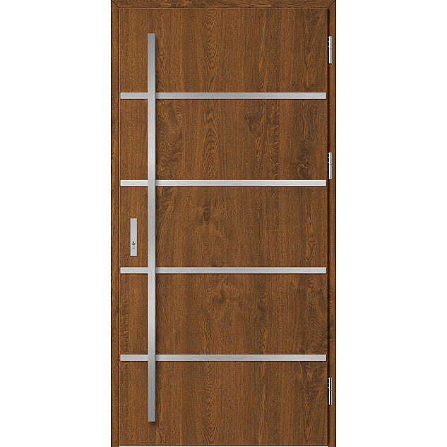Ocelové vchodové dveře - BIENE 1 - Ořech, Label Inox Ocelové vchodové dveře ERKADO - BIENE 1 - Ořech, Label Inox