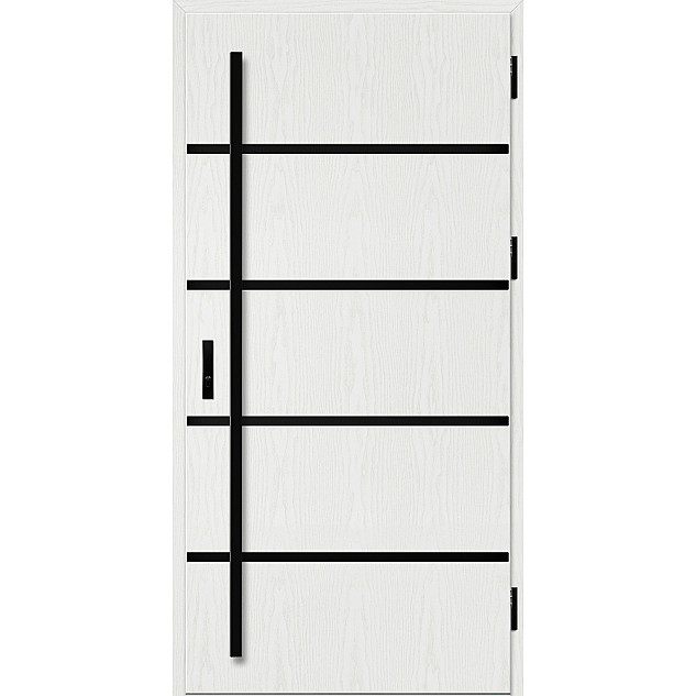 Ocelové vchodové dveře - BIENE 1 - Borovice Bílá, Stamp Black Ocelové vchodové dveře ERKADO - BIENE 1 - Borovice Bílá, Stamp Black