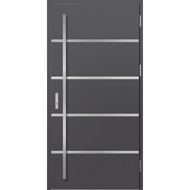 Ocelové vchodové dveře - BIENE 1 - Hladký Antracit, Stamp Inox Ocelové vchodové dveře ERKADO - BIENE 1 - Hladký Antracit, Stamp Inox