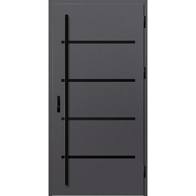 Ocelové vchodové dveře - BIENE 2 - Hladký Antracit, Label Black Ocelové vchodové dveře ERKADO - BIENE 2 - Hladký Antracit, Label Black