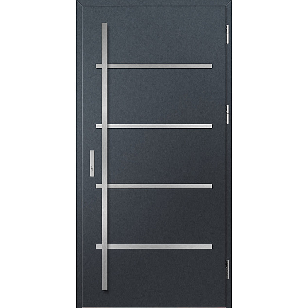 Ocelové vchodové dveře - BIENE 2 - Antracit Struktura, Label Inox Ocelové vchodové dveře ERKADO - BIENE 2 - Antracit Struktura, Label Inox