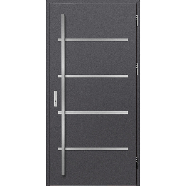 Ocelové vchodové dveře - BIENE 2 - Hladký Antracit, Label Inox Ocelové vchodové dveře ERKADO - BIENE 2 - Hladký Antracit, Label Inox