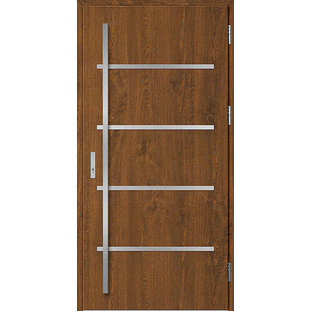 Ocelové vchodové dveře - BIENE 2 - Ořech, Label Inox Ocelové vchodové dveře ERKADO - BIENE 2 - Ořech, Label Inox