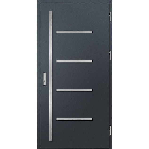 Ocelové vchodové dveře - BIENE 3 - Antracit Struktura, Label Inox Ocelové vchodové dveře ERKADO - BIENE 3 - Antracit Struktura, Label Inox