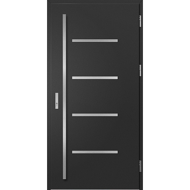 Ocelové vchodové dveře - BIENE 3 - Černá, Label Inox Ocelové vchodové dveře ERKADO - BIENE 3 - Černá, Label Inox