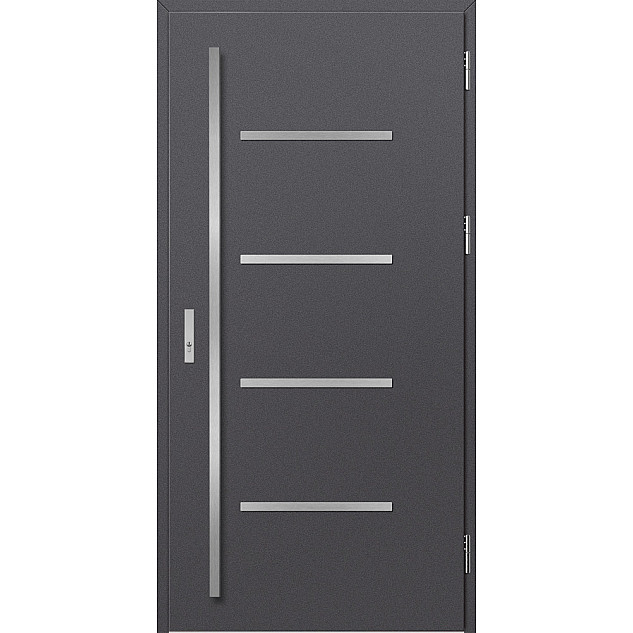 Ocelové vchodové dveře - BIENE 3 - Hladký Antracit, Label Inox Ocelové vchodové dveře ERKADO - BIENE 3 - Hladký Antracit, Label Inox