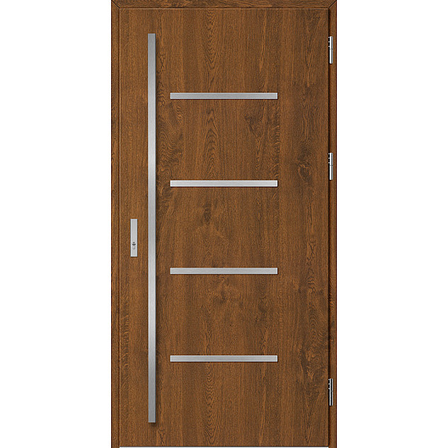 Ocelové vchodové dveře - BIENE 3 - Ořech, Label Inox Ocelové vchodové dveře ERKADO - BIENE 3 - Ořech, Label Inox