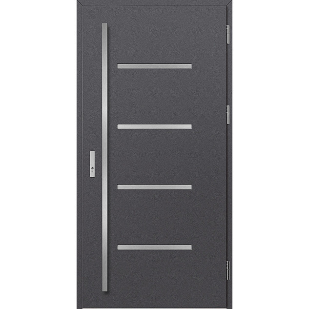 Ocelové vchodové dveře - BIENE 3 - Hladký Antracit, Stamp Inox Ocelové vchodové dveře ERKADO - BIENE 3 - Hladký Antracit, Stamp Inox