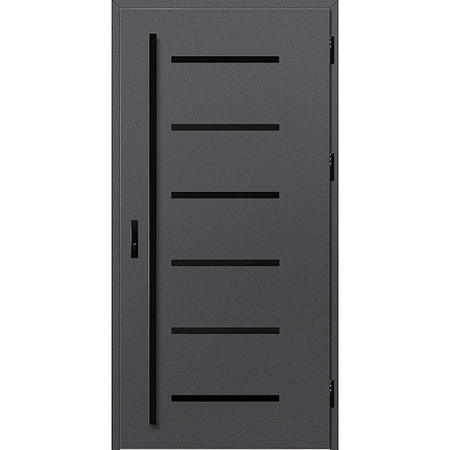 Ocelové vchodové dveře - BIENE 4 - Hladký Antracit, Label Black Ocelové vchodové dveře ERKADO - BIENE 4 - Hladký Antracit, Label Black