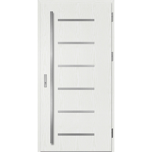 Ocelové vchodové dveře - BIENE 4 - Borovice Bílá, Label Inox Ocelové vchodové dveře ERKADO - BIENE 4 - Borovice Bílá, Label Inox