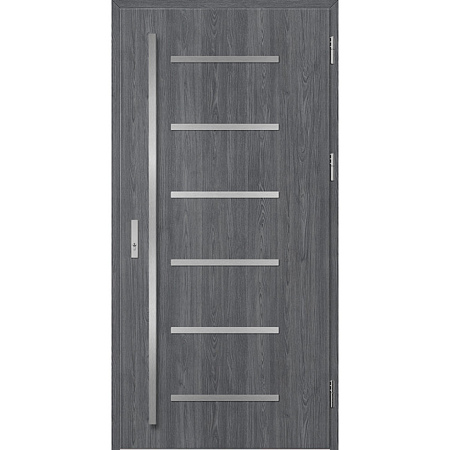 Ocelové vchodové dveře - BIENE 4 - Dub Antracit, Label Inox Ocelové vchodové dveře ERKADO - BIENE 4 - Dub Antracit, Label Inox
