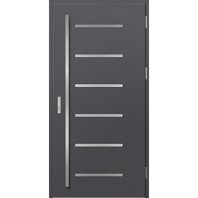 Ocelové vchodové dveře - BIENE 4 - Hladký Antracit, Label Inox Ocelové vchodové dveře ERKADO - BIENE 4 - Hladký Antracit, Label Inox