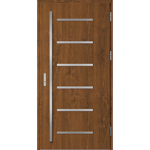 Ocelové vchodové dveře - BIENE 4 - Ořech, Label Inox Ocelové vchodové dveře ERKADO - BIENE 4 - Ořech, Label Inox