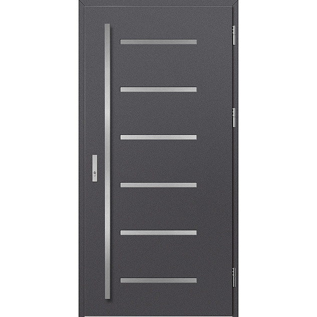 Ocelové vchodové dveře - BIENE 4 - Hladký Antracit, Stamp Inox Ocelové vchodové dveře ERKADO - BIENE 4 - Hladký Antracit, Stamp Inox