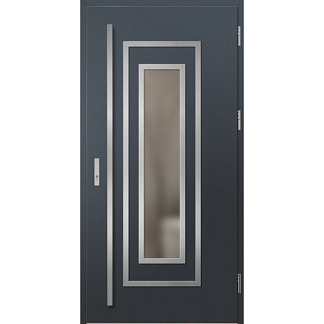 Ocelové vchodové dveře - EBERN 1 - Antracit Struktura, Label Inox Ocelové vchodové dveře ERKADO - EBERN 1 - Antracit Struktura, Label Inox