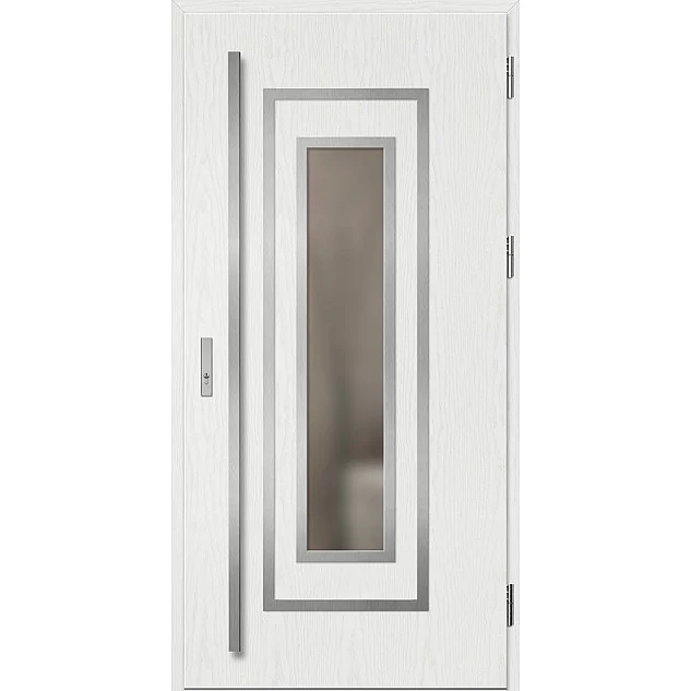 Ocelové vchodové dveře ERKADO - EBERN 1 - Borovice Bílá, Label Inox