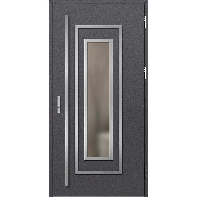 Ocelové vchodové dveře - EBERN 1 - Hladký Antracit, Label Inox Ocelové vchodové dveře ERKADO - EBERN 1 - Hladký Antracit, Label Inox