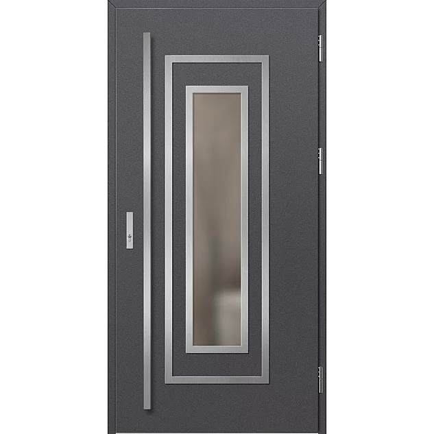 Ocelové vchodové dveře ERKADO - EBERN 1 - Hladký Antracit, Label Inox