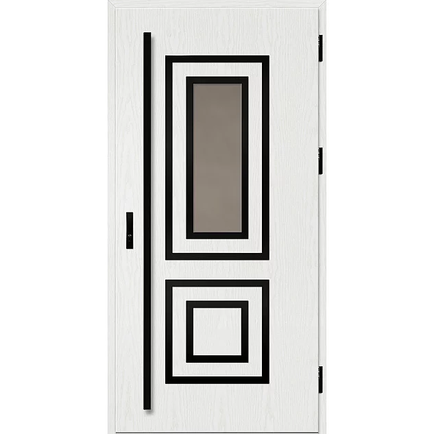 Ocelové vchodové dveře ERKADO - EBERN 2 - Borovice Bílá, Label Black