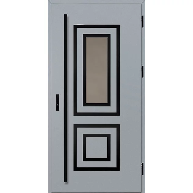 Ocelové vchodové dveře ERKADO - EBERN 2 - Šedá, Label Black