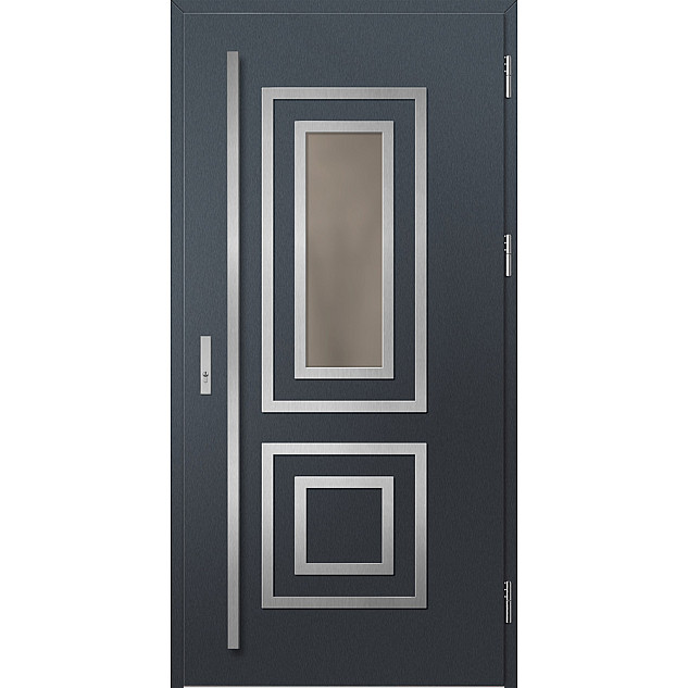 Ocelové vchodové dveře - EBERN 2 - Antracit Struktura, Label Inox Ocelové vchodové dveře ERKADO - EBERN 2 - Antracit Struktura, Label Inox