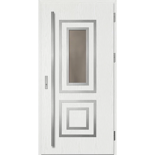 Ocelové vchodové dveře ERKADO - EBERN 2 - Borovice Bílá, Label Inox