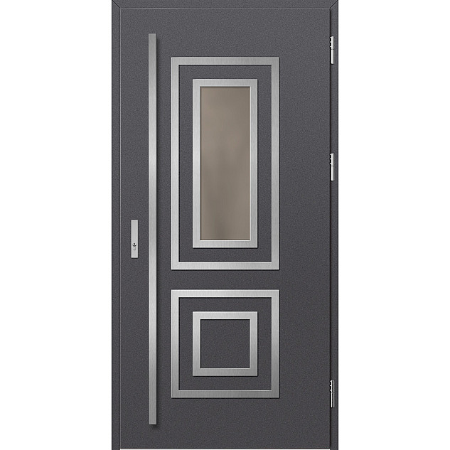 Ocelové vchodové dveře - EBERN 2 - Hladký Antracit, Label Inox Ocelové vchodové dveře ERKADO - EBERN 2 - Hladký Antracit, Label Inox