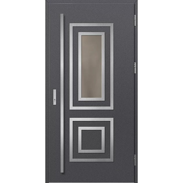 Ocelové vchodové dveře ERKADO - EBERN 2 - Hladký Antracit, Label Inox