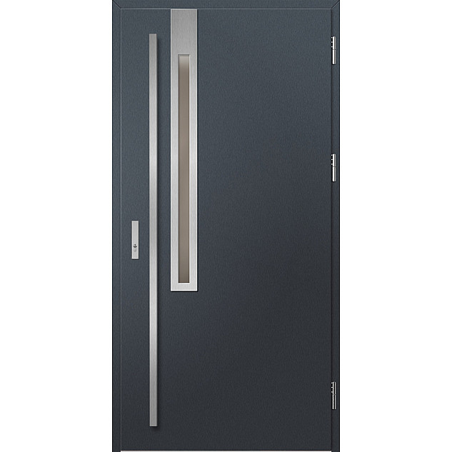 Ocelové vchodové dveře - FRYBURG 3 - Antracit Struktura, Label Inox Ocelové vchodové dveře ERKADO - FRYBURG 3 - Antracit Struktura, Label Inox