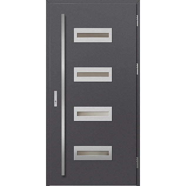 Ocelové vchodové dveře - KREBEN 3 - Hladký Antracit, Label Inox Ocelové vchodové dveře ERKADO - KREBEN 3 - Hladký Antracit, Label Inox