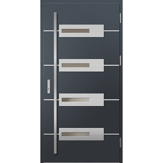 Ocelové vchodové dveře - KREBEN 5 - Antracit Struktura, Label Inox Ocelové vchodové dveře ERKADO - KREBEN 5 - Antracit Struktura, Label Inox