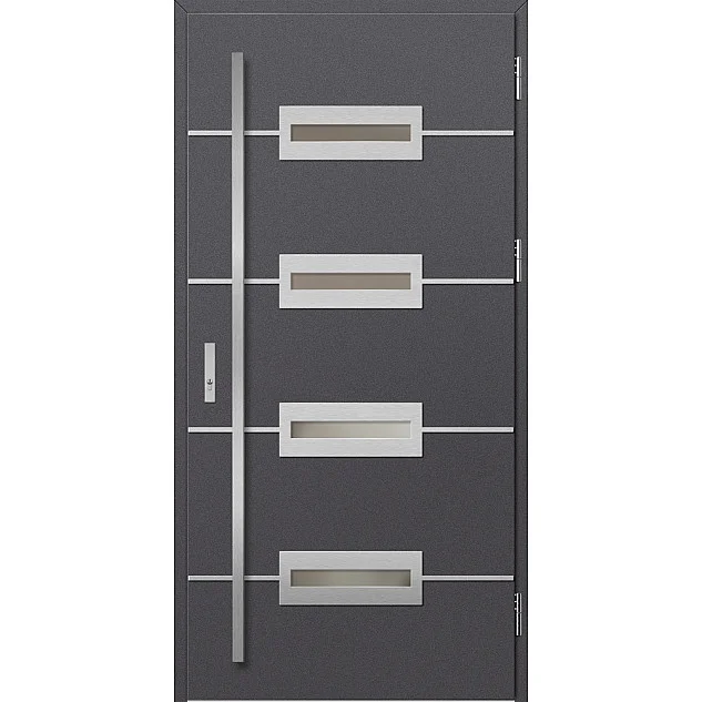 Ocelové vchodové dveře ERKADO - KREBEN 7 - Hladký Antracit, Label Inox